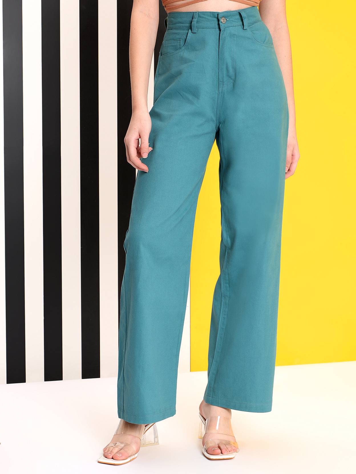 KOTTY Women Straight Fit High Rise Blue Jeans