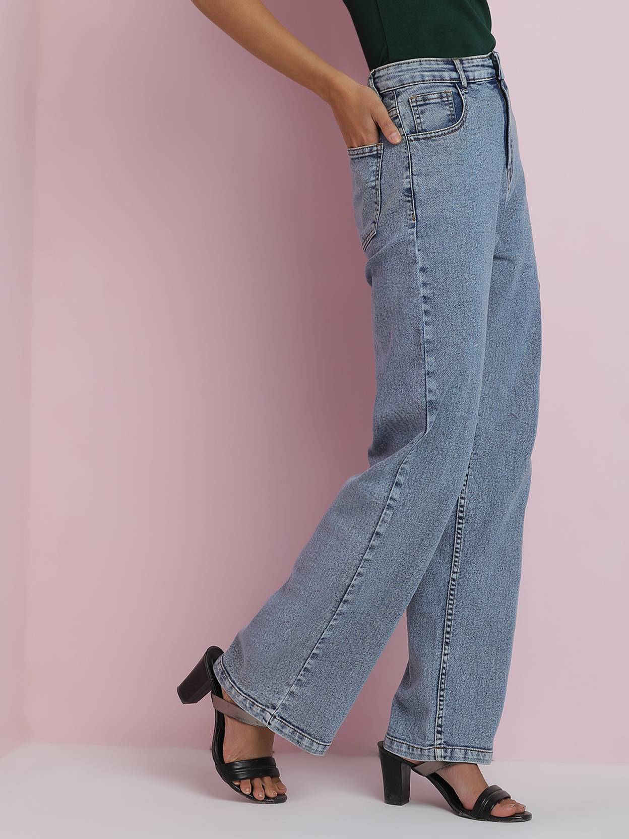 KOTTY Women Straight Fit High Rise Blue Jeans