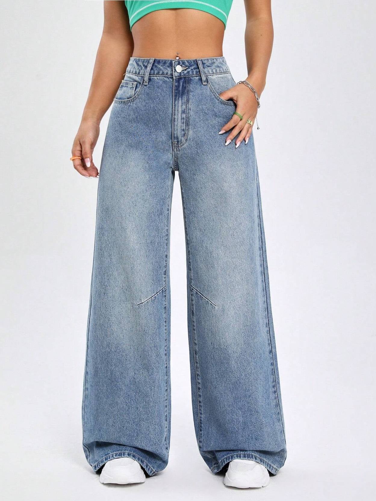 KOTTY Women Straight Fit High Rise Blue Jeans