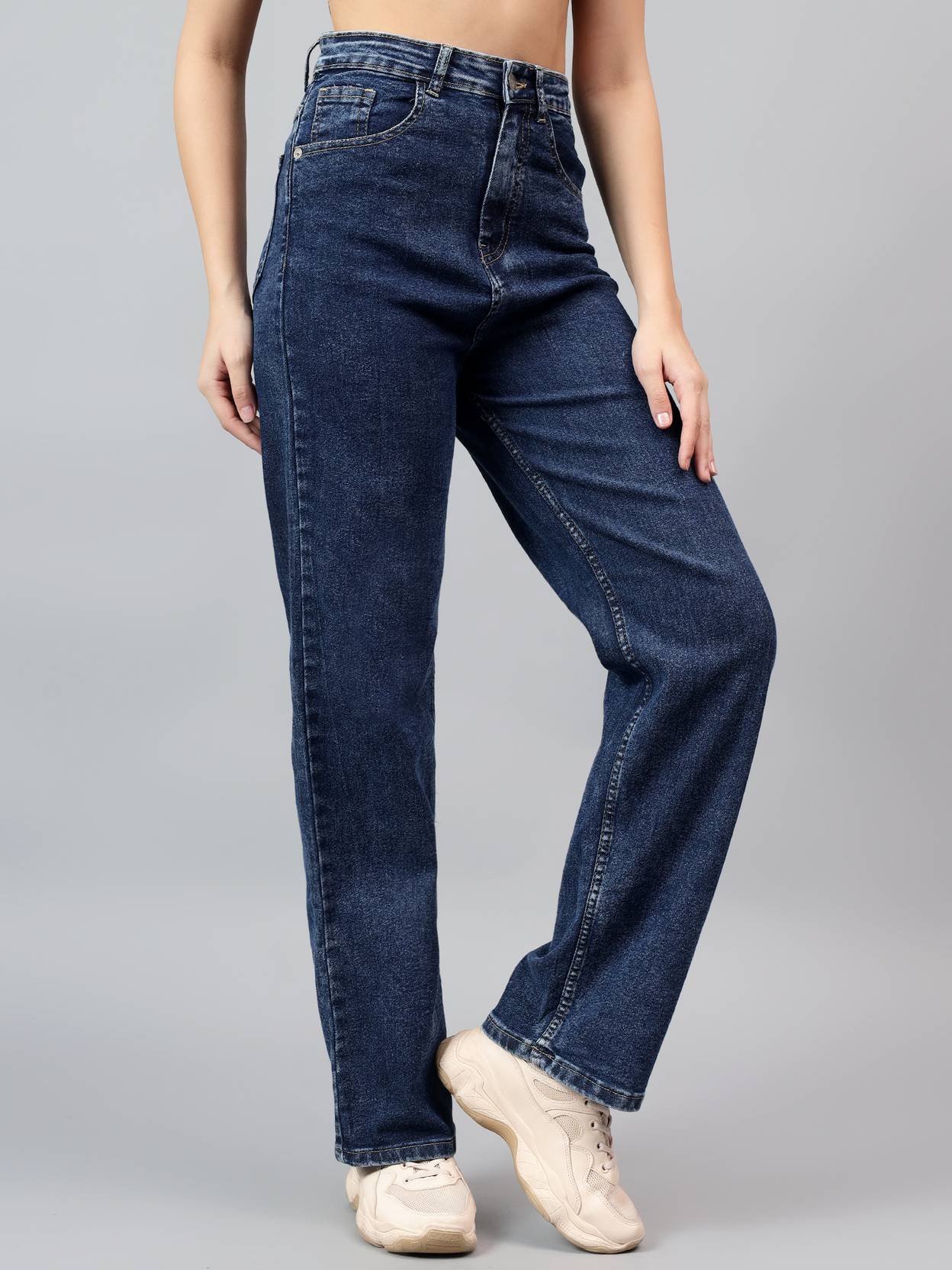 KOTTY Women Straight Fit High Rise Blue Jeans