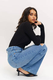 KOTTY Women Straight Fit High Rise Blue Jeans