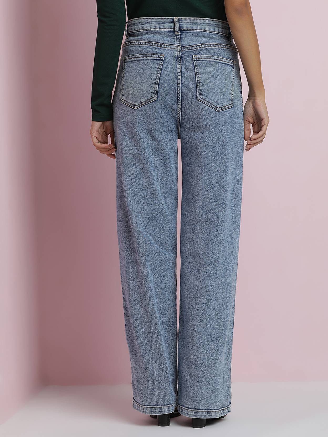 KOTTY Women Straight Fit High Rise Blue Jeans