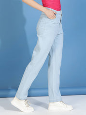 KOTTY Women Straight Fit High Rise Blue Jeans