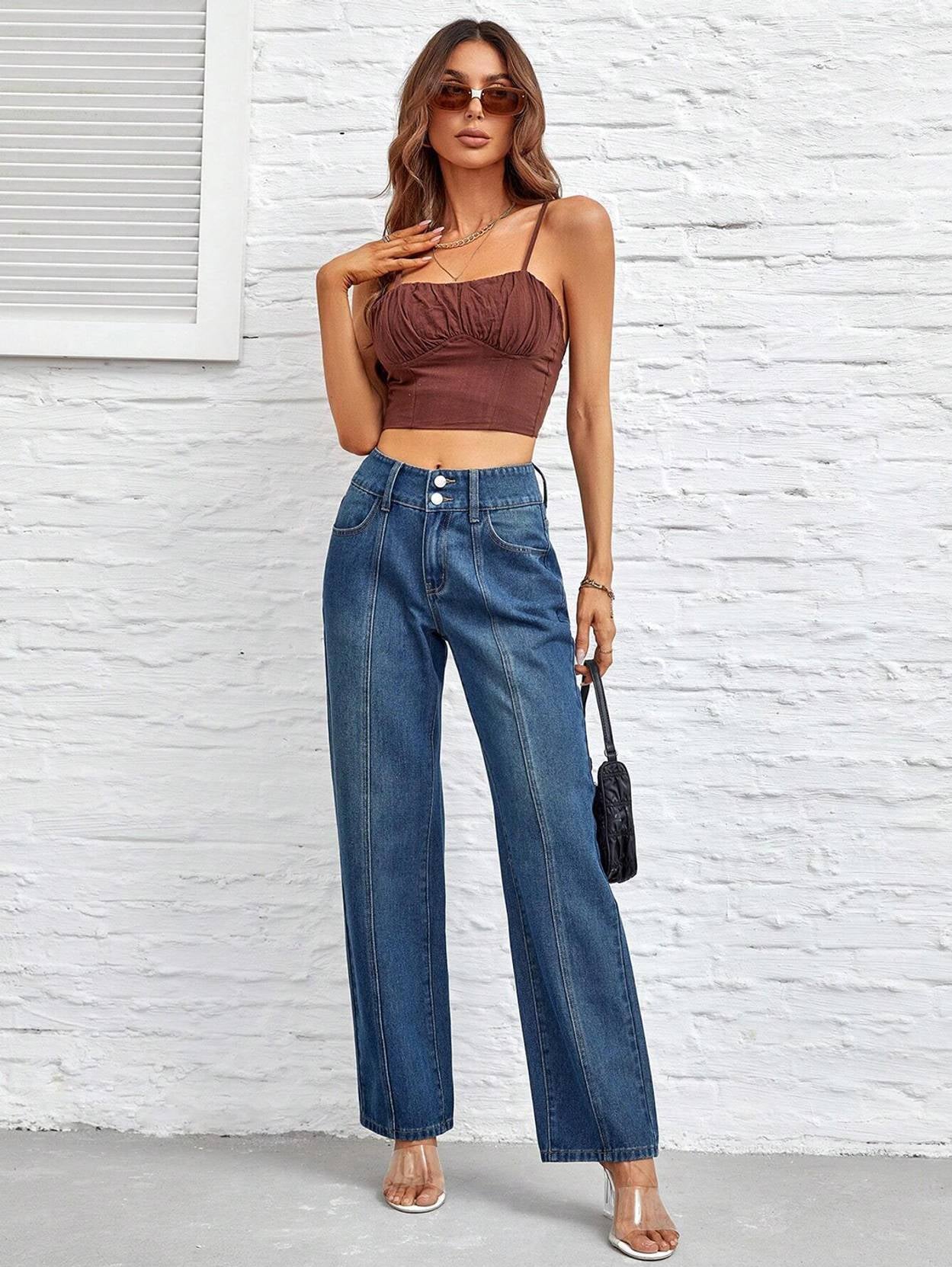 KOTTY Women Straight Fit High Rise Blue Jeans