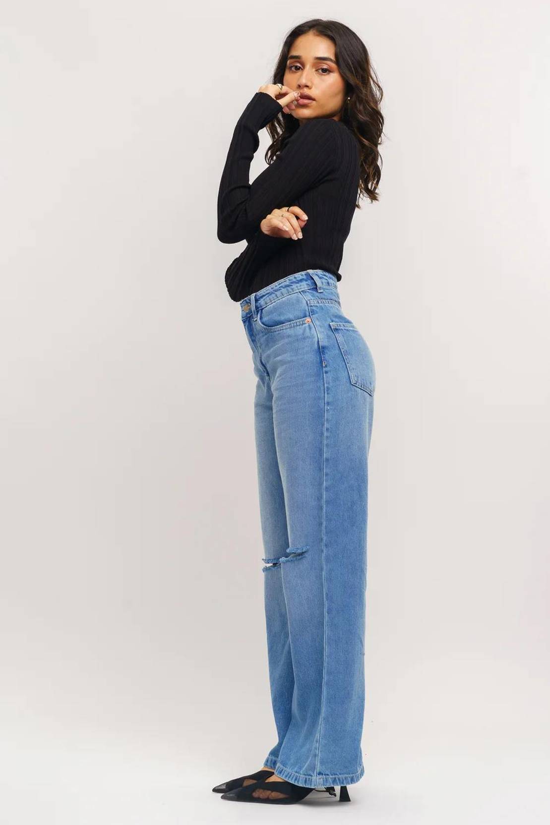 KOTTY Women Straight Fit High Rise Blue Jeans