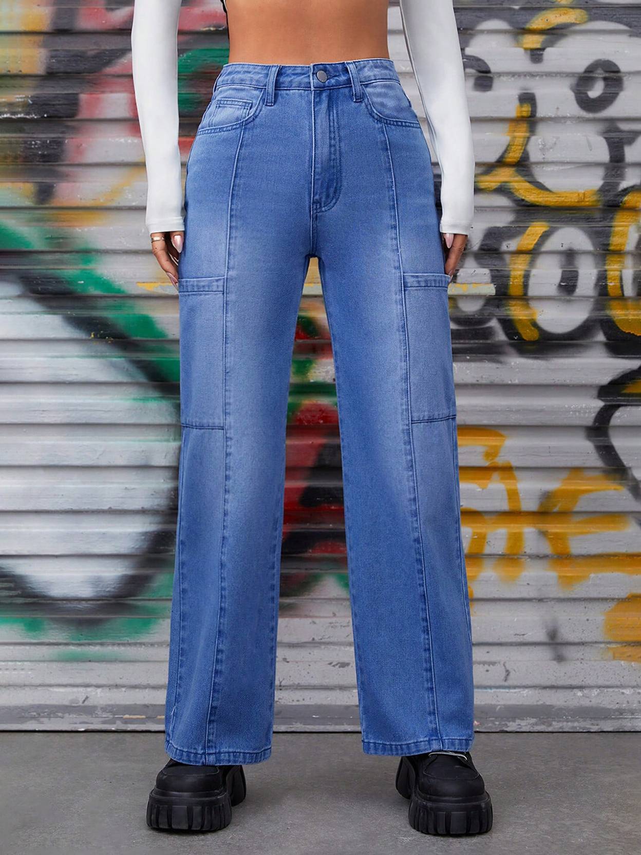 KOTTY  Women Straight Fit High Rise Blue Jeans