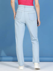KOTTY Women Straight Fit High Rise Blue Jeans