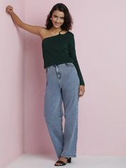 KOTTY Women Straight Fit High Rise Blue Jeans