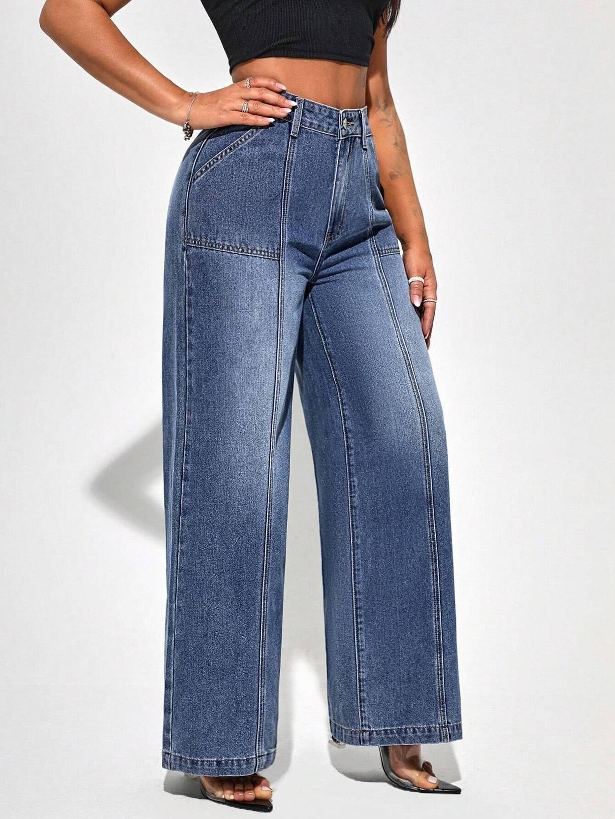 KOTTY  Women Straight Fit High Rise Dark Blue Jeans