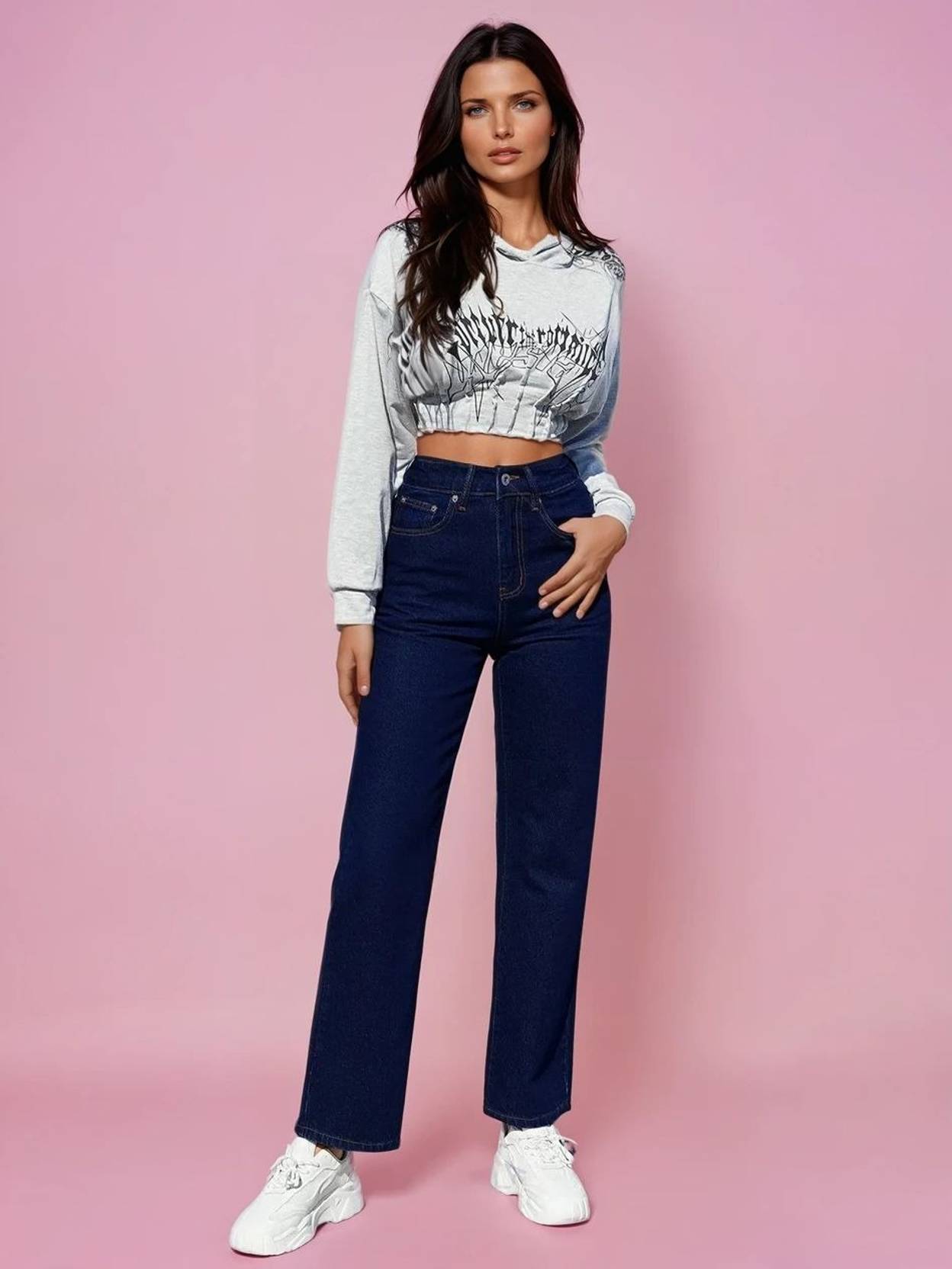 KOTTY Women Straight Fit High Rise Dark Blue Jeans