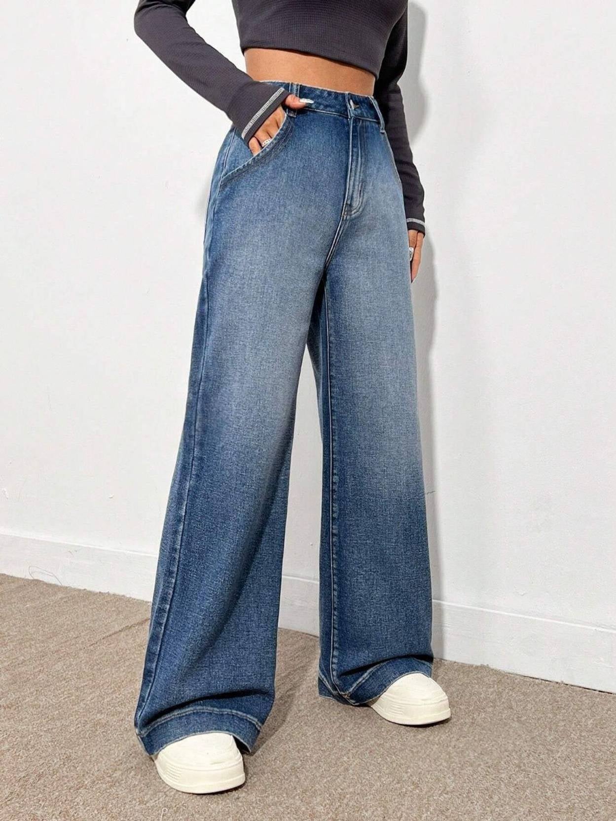 KOTTY  Women Straight Fit High Rise Dark Blue Jeans