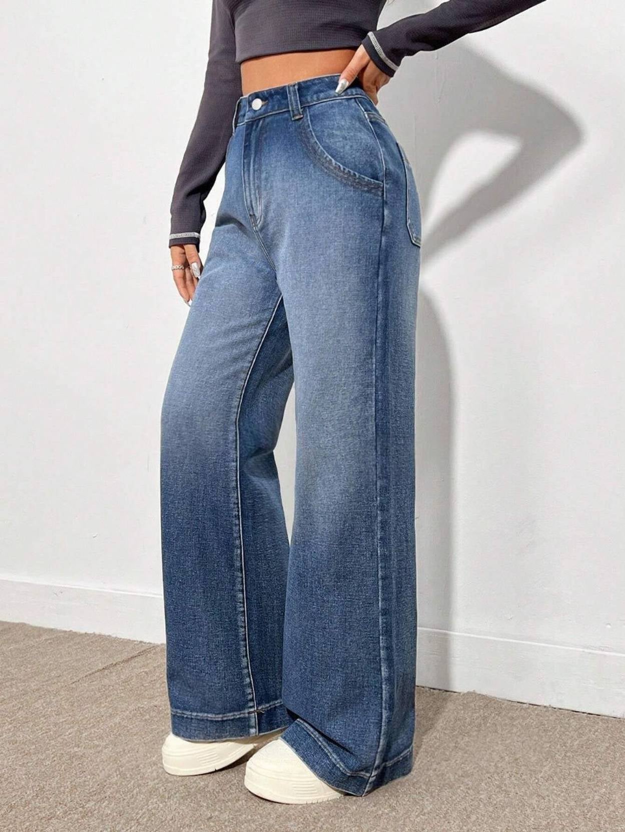 KOTTY  Women Straight Fit High Rise Dark Blue Jeans