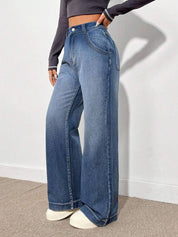 KOTTY  Women Straight Fit High Rise Dark Blue Jeans