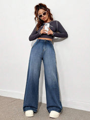 KOTTY  Women Straight Fit High Rise Dark Blue Jeans