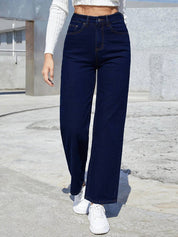KOTTY Women Straight Fit High Rise Dark Blue Jeans