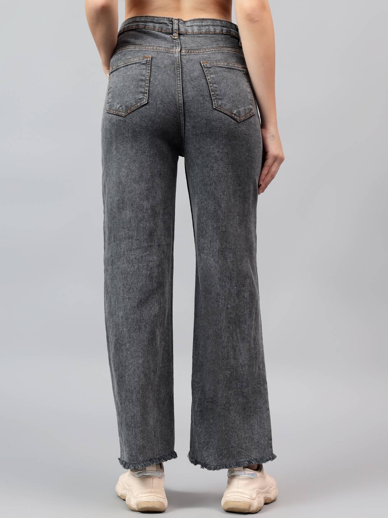 KOTTY Women Straight Fit High Rise Grey Jeans