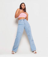 KOTTY  Women Straight Fit High Rise Light Blue Jeans