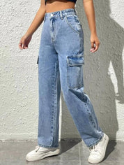 KOTTY Women Straight Fit High Rise Light Blue Jeans