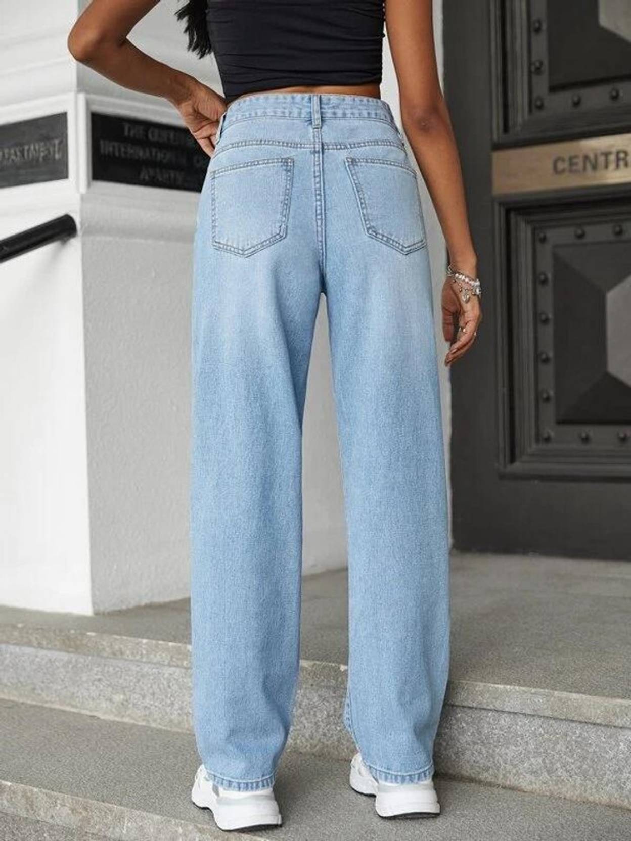 KOTTY Women Straight Fit High Rise Light Blue Jeans