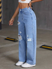 KOTTY Women Straight Fit High Rise Light Blue Jeans