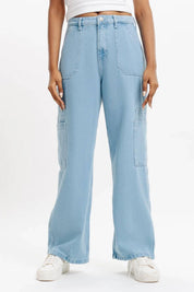 KOTTY Women Straight Fit High Rise Light Blue Jeans