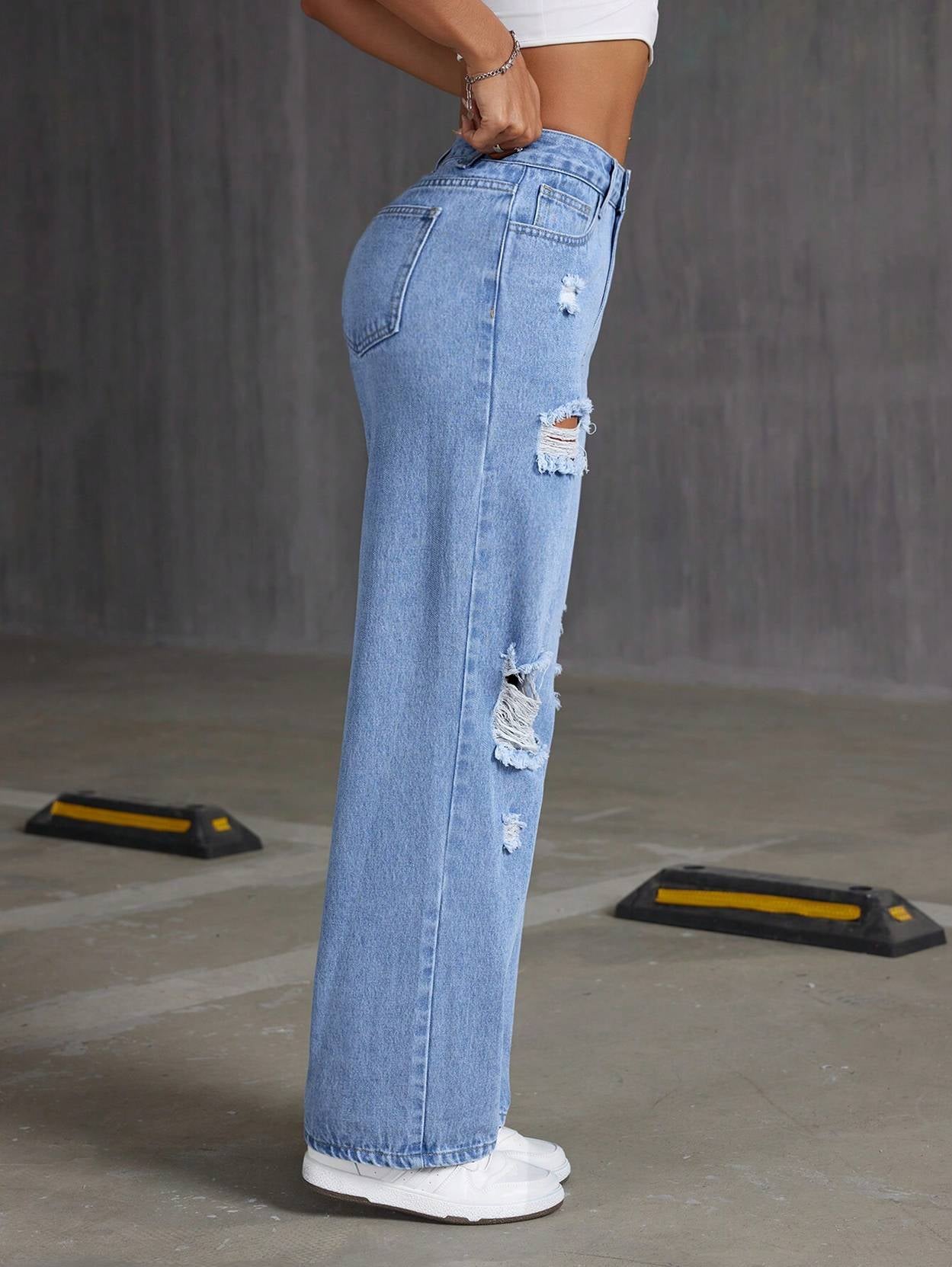 KOTTY Women Straight Fit High Rise Light Blue Jeans