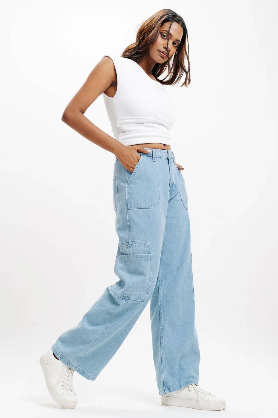 KOTTY Women Straight Fit High Rise Light Blue Jeans