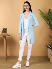 KOTTY  Women Straight Full Sleeve Blue Shrug