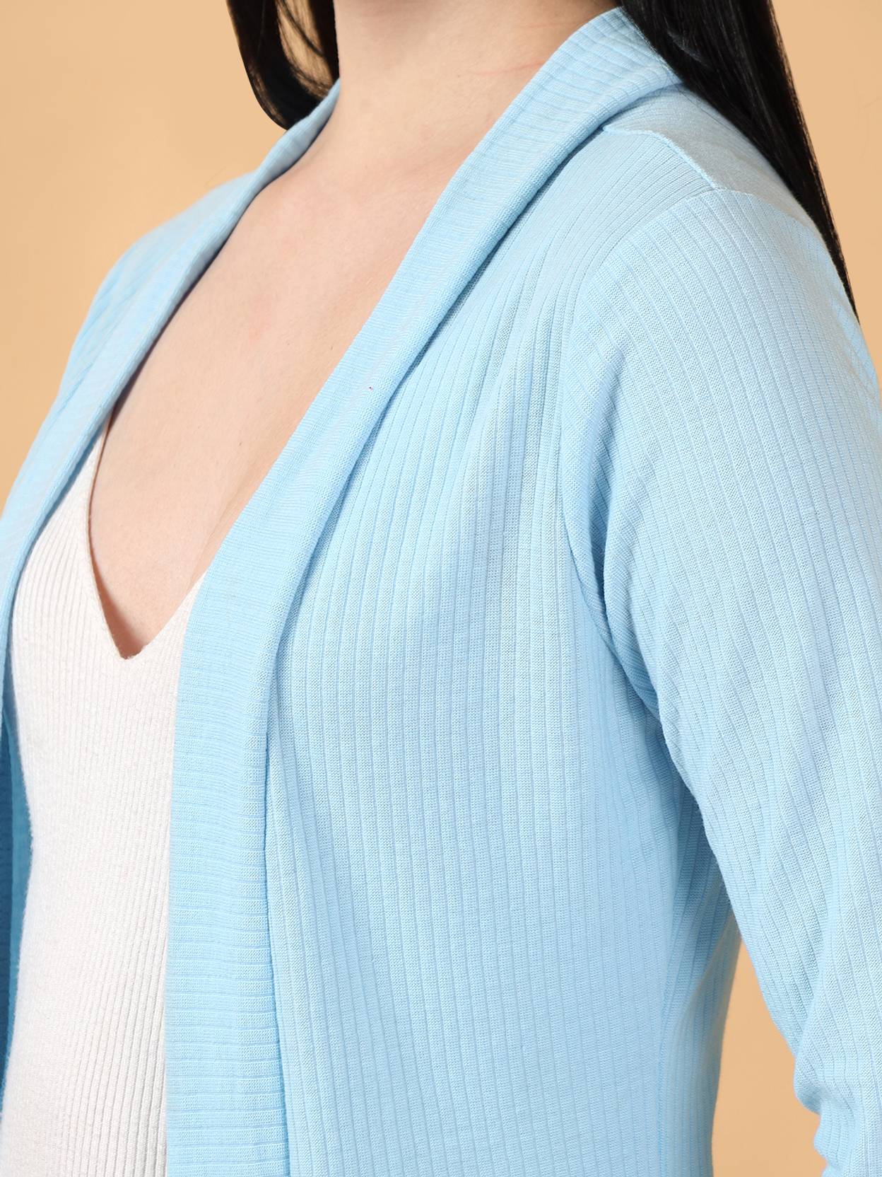 KOTTY  Women Straight Full Sleeve Blue Shrug
