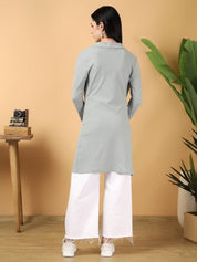 KOTTY  Women Straight Full Sleeve Grey Shrug