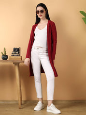 KOTTY  Women Straight Full Sleeve Red Shrug