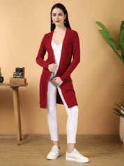 KOTTY  Women Straight Full Sleeve Red Shrug
