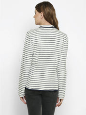 KOTTY Women Striped Single Breasted Casual Blazer  (White)