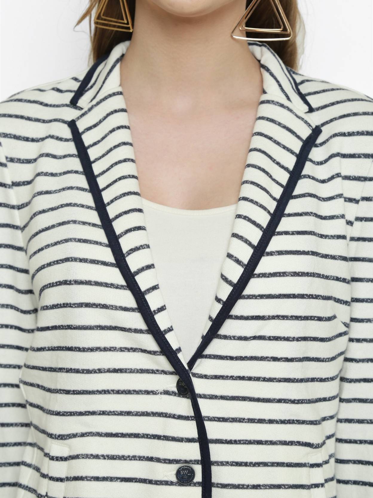KOTTY Women Striped Single Breasted Casual Blazer  (White)