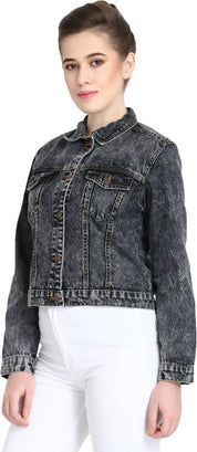 KOTTY Women Washed Denim Jacket