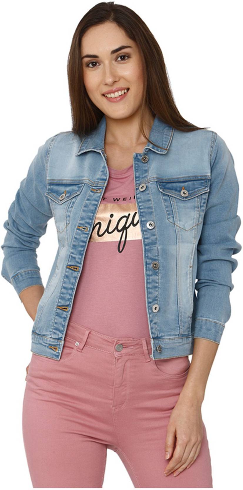 KOTTY Women Washed Denim Jacket