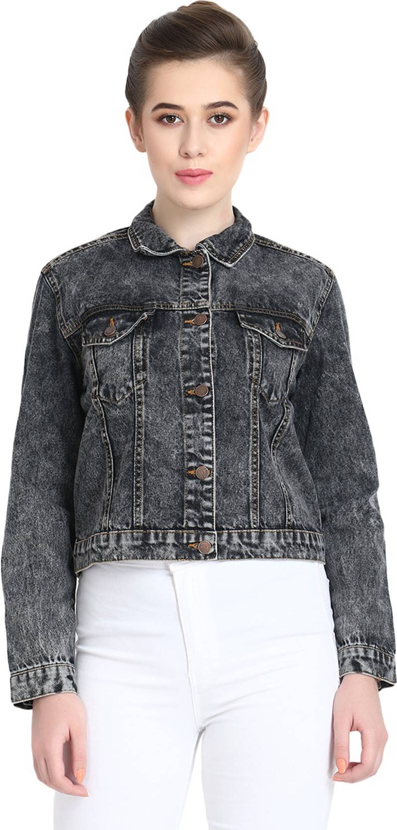 KOTTY Women Washed Denim Jacket