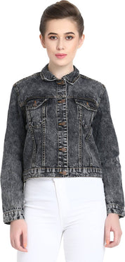 KOTTY Women Washed Denim Jacket