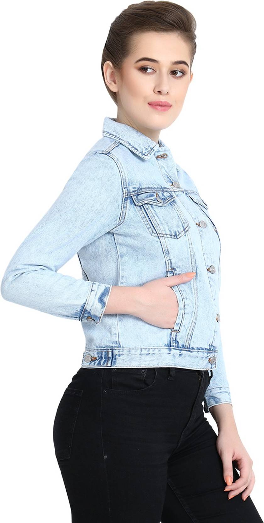 KOTTY Women Washed Denim Jacket
