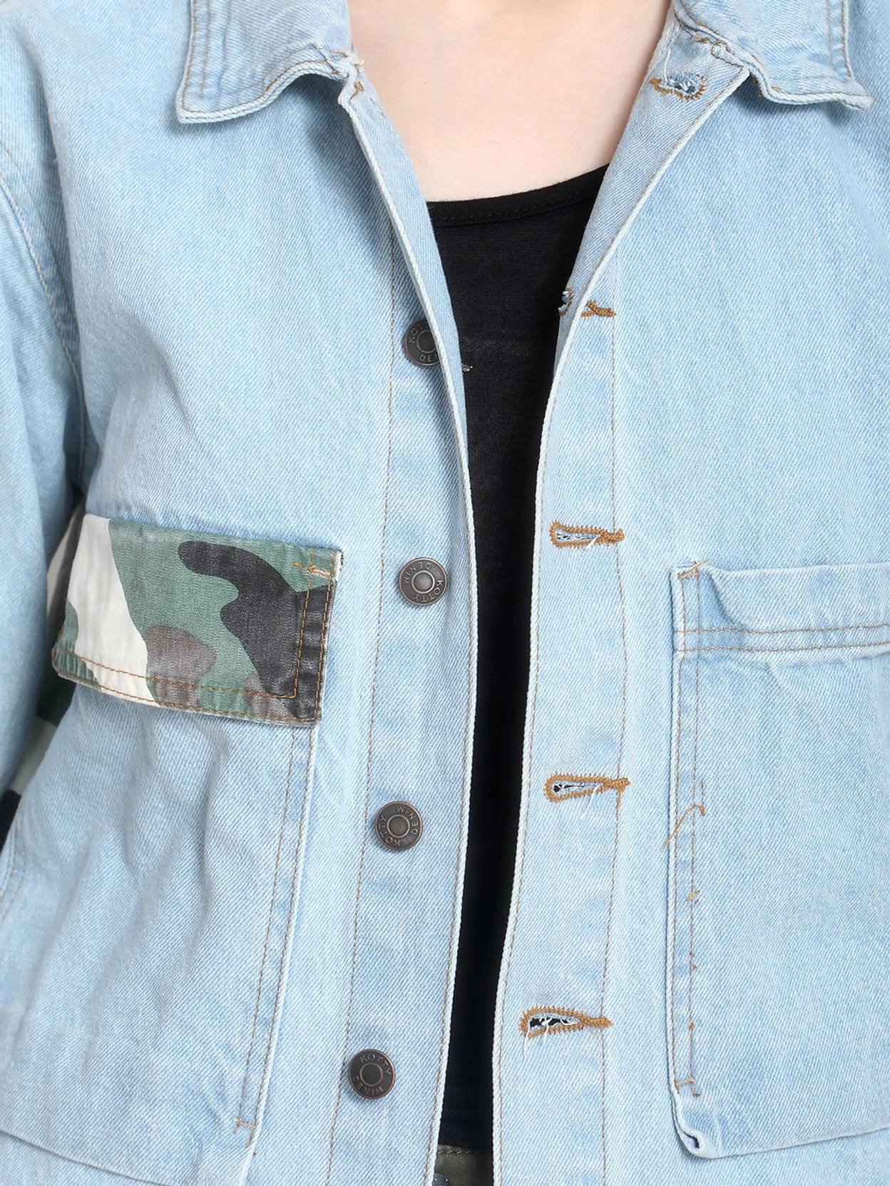 KOTTY Women Washed Denim Jacket