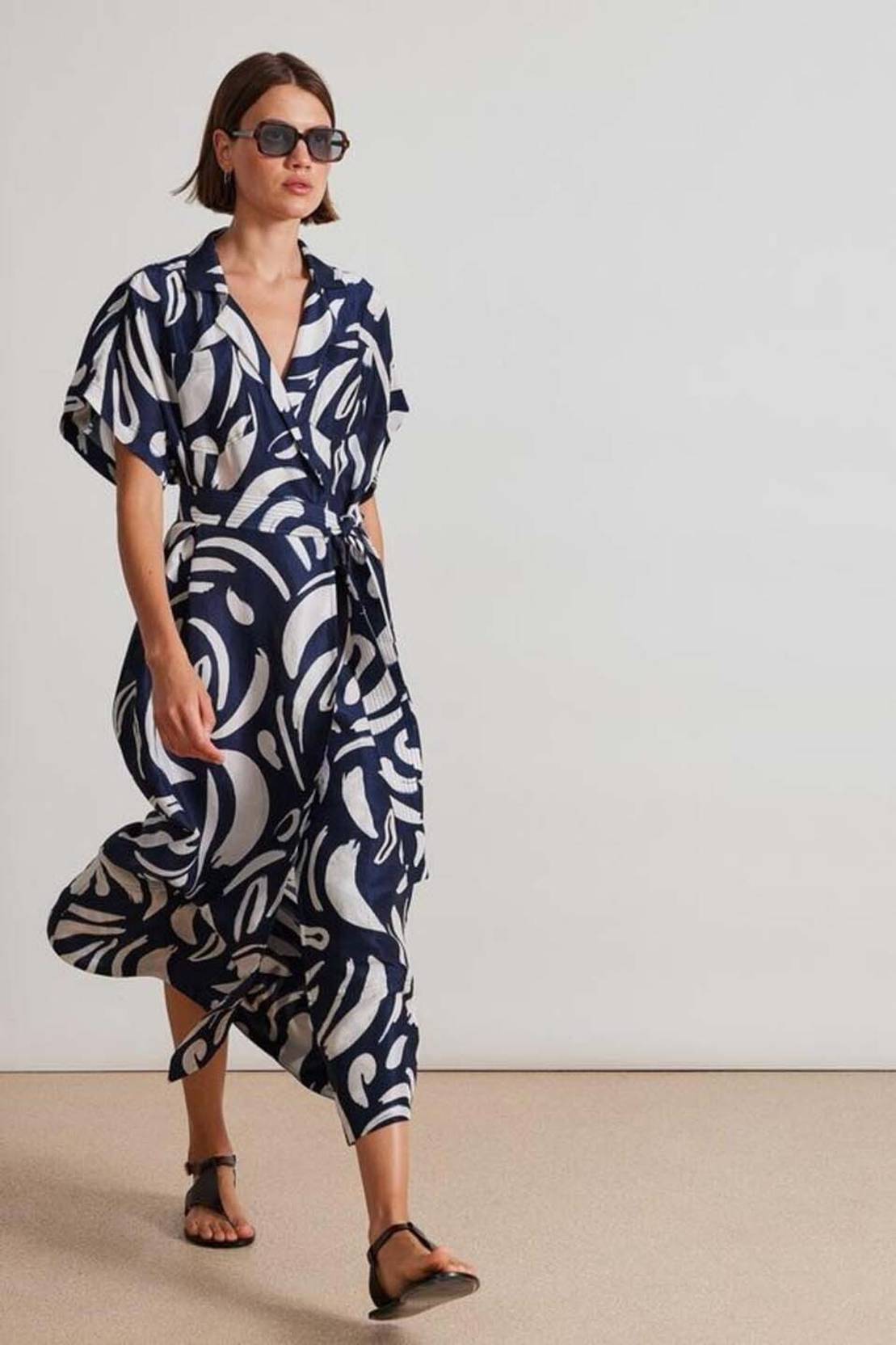 KOTTY Women Wrap Blue, White Maxi/Full Length Dress