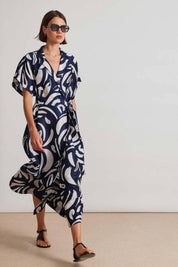 KOTTY Women Wrap Blue, White Maxi/Full Length Dress