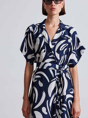 KOTTY Women Wrap Blue, White Maxi/Full Length Dress