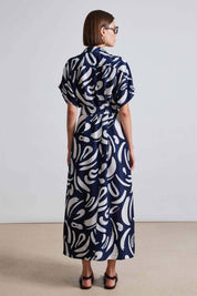 KOTTY Women Wrap Blue, White Maxi/Full Length Dress