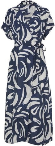 KOTTY Women Wrap Blue, White Maxi/Full Length Dress