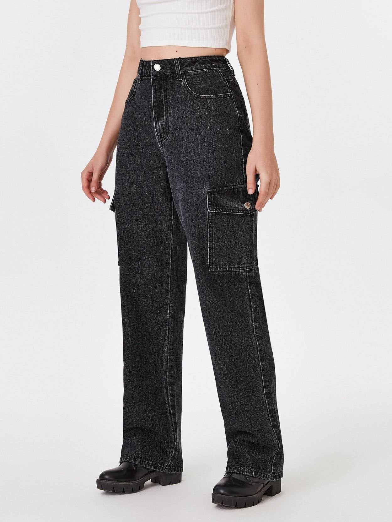 KOTTY Women Straight Fit High Rise Black Jeans