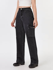 KOTTY Women Straight Fit High Rise Black Jeans