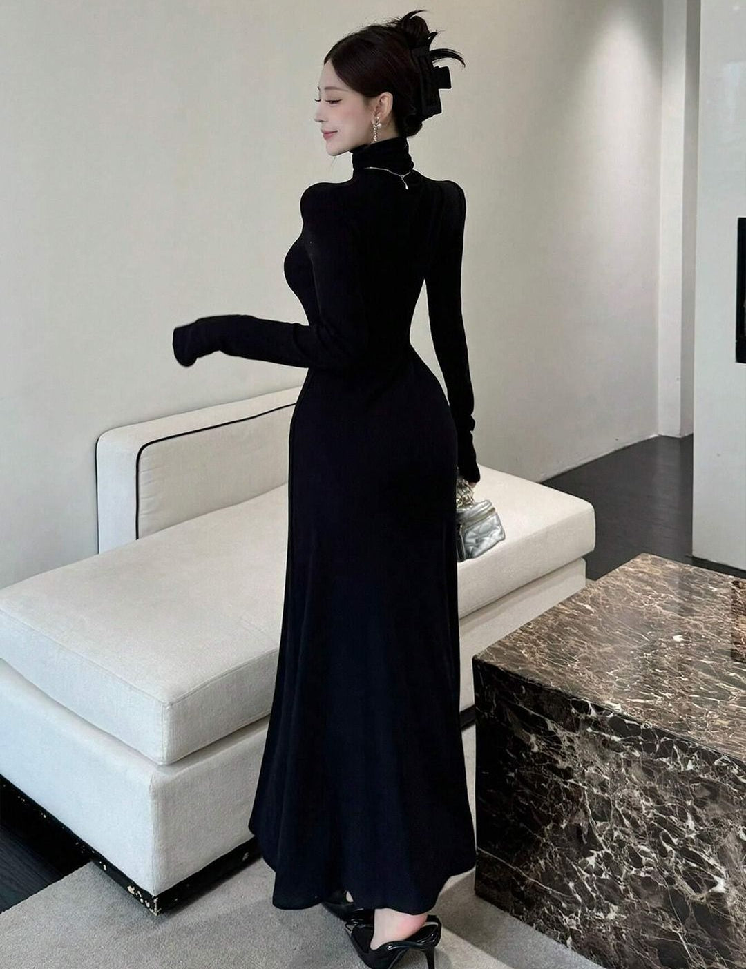 Kotty High Neck Flared Maxi Dress