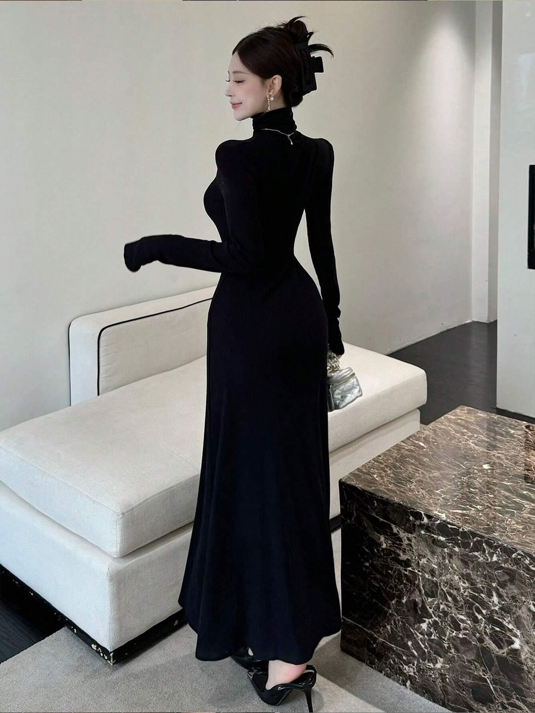 Kotty High Neck Flared Maxi Dress