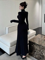 Kotty High Neck Flared Maxi Dress